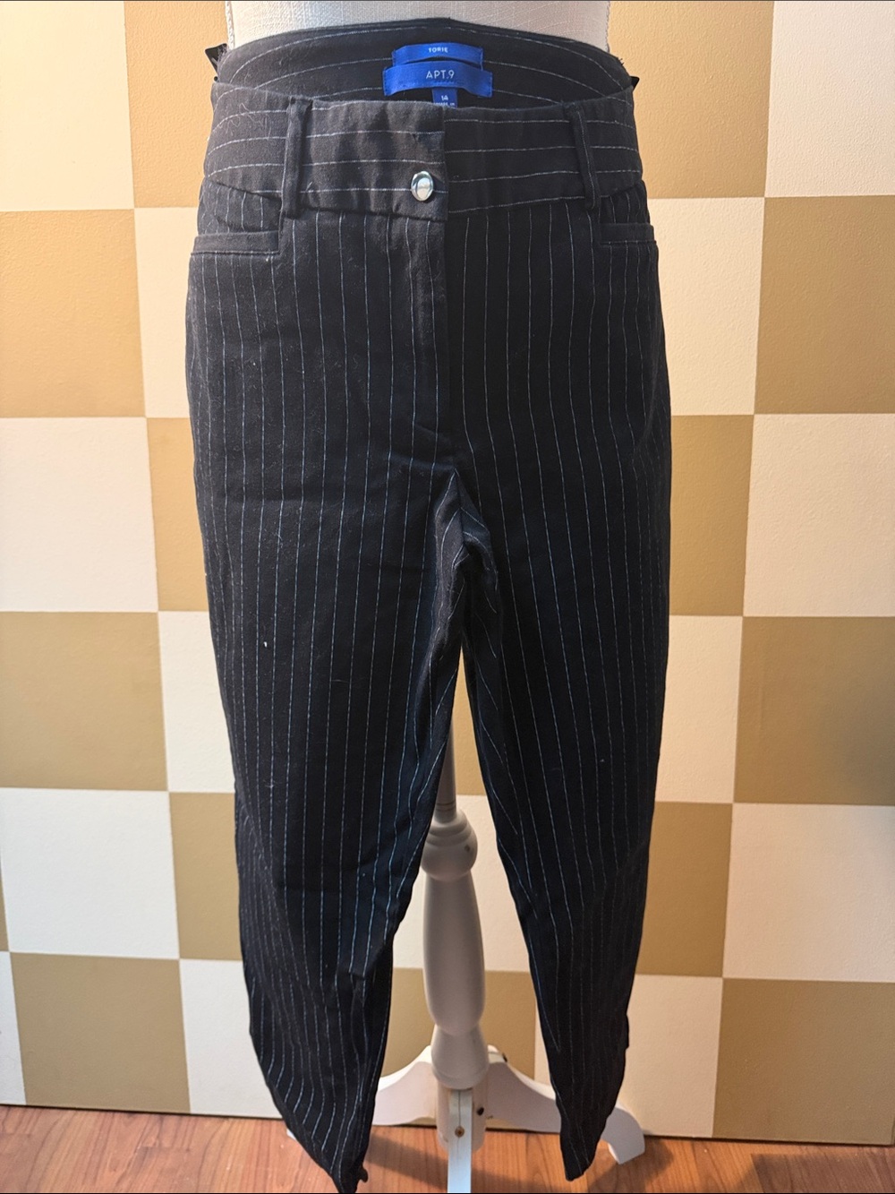 Apt. 9 Black Pinstripe Women's High-Waist Trousers
